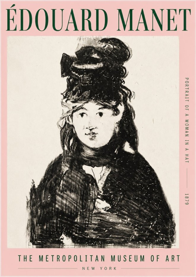 Édouard Manet Portrait of a Woman in a Hat No3 - Plakát