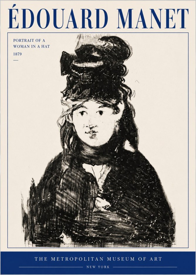 Édouard Manet Portrait of a Woman in a Hat No4 - Plakát