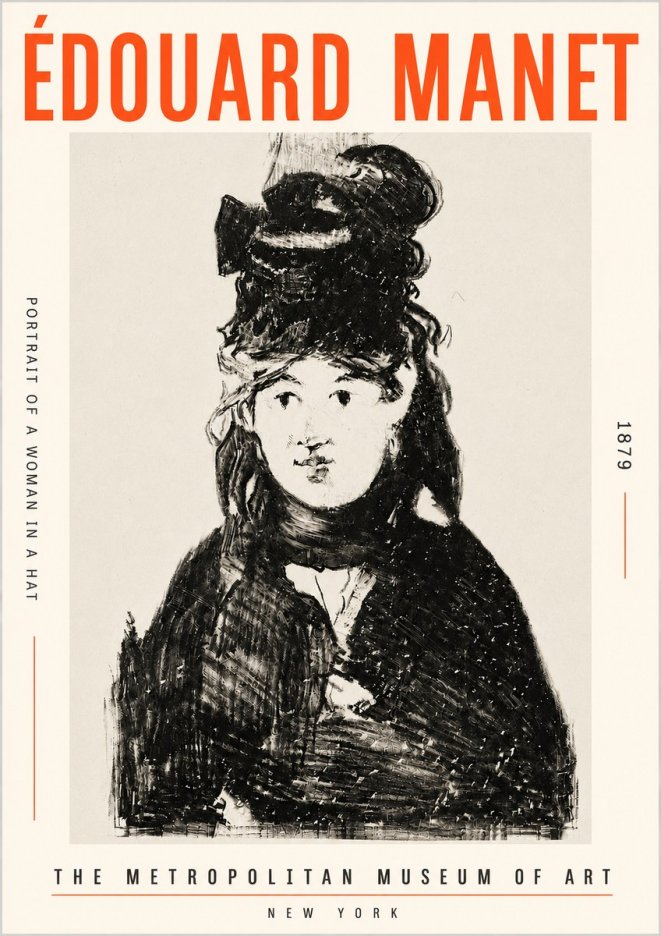 Édouard Manet Portrait of a Woman in a Hat No5 - Plakát