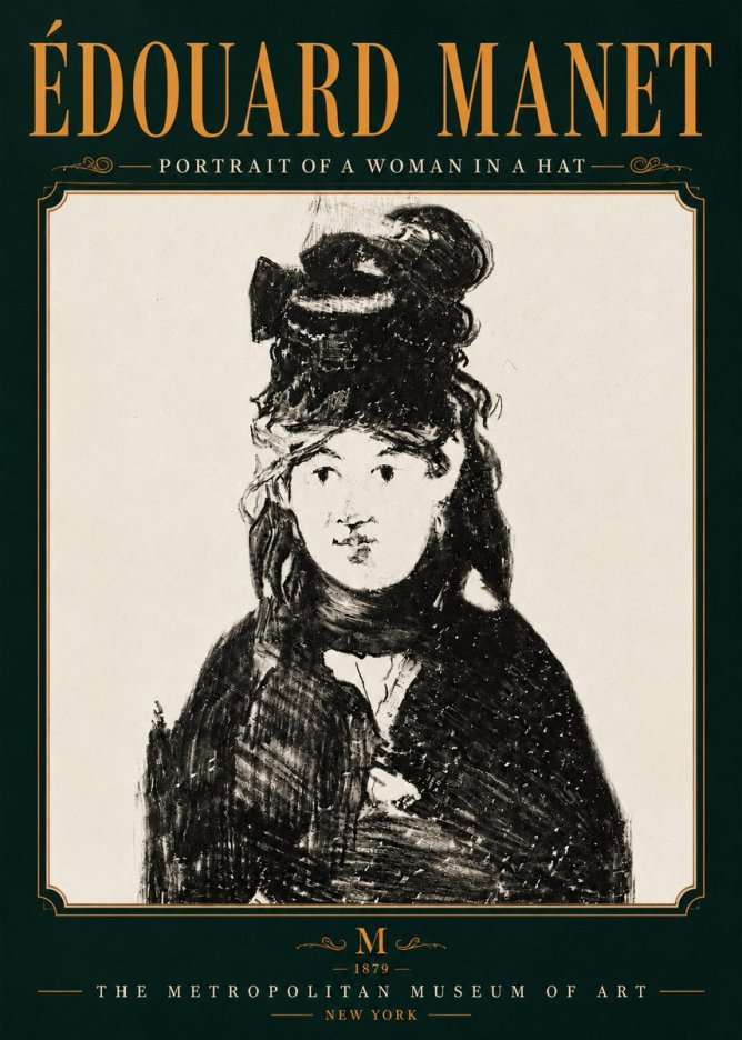 Édouard Manet Portrait of a Woman in a Hat No6 - Plakát