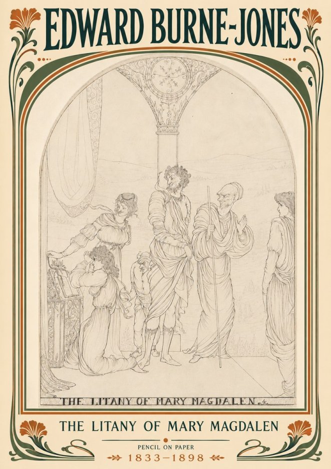 Edward Burne-Jones The Litany of Mary Magdalen No5 - Plakát