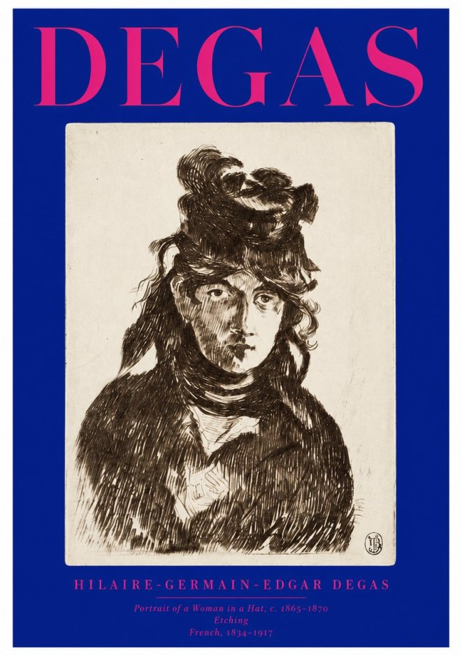 Edgar Degas Portrait of a Woman in a Hat No2 - Plakát