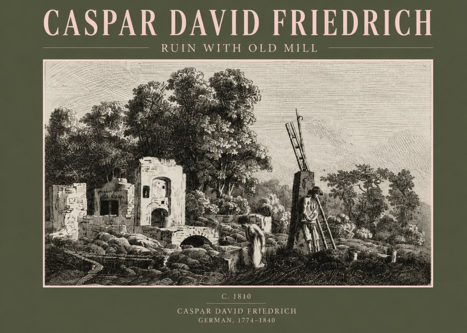 Caspar David Friedrich Ruin with Old Mill No2 - Plakát