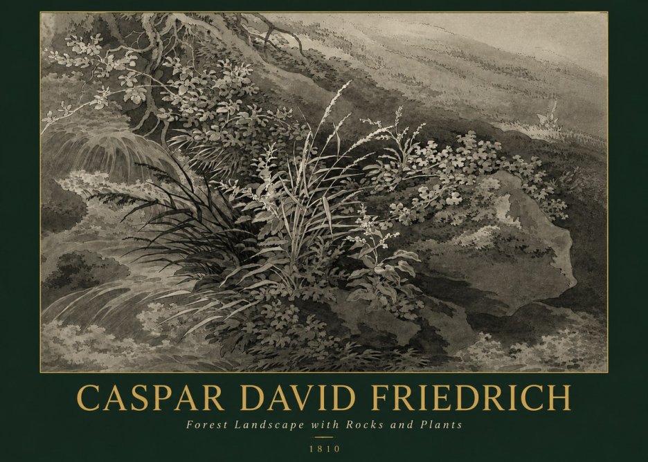 Caspar David Friedrich Forest Landscape with Rocks and Plants No3 - Plakát