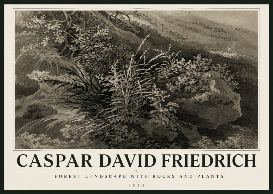 Caspar David Friedrich Forest Landscape with Rocks and Plants No6 - Plakát