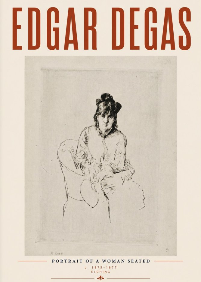 Edgar Degas Portrait of a Woman Seated No6 - Plakát