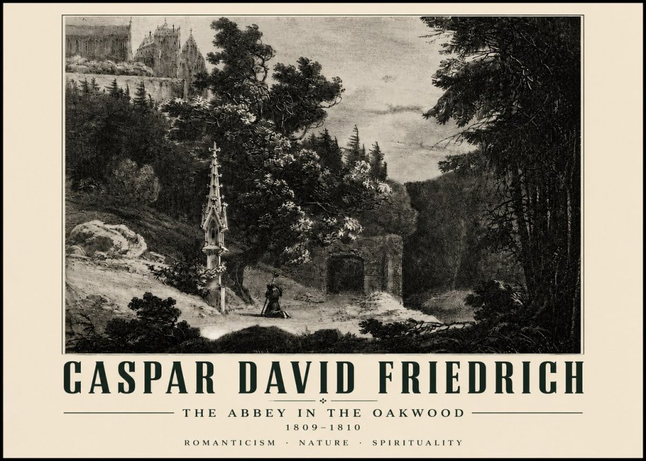 Caspar David Friedrich The Abbey in the Oakwood No4 - Plakát