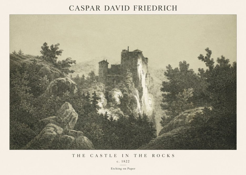 Caspar David Friedrich The Castle in the Rocks No1 - Plakát
