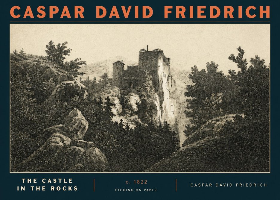 Caspar David Friedrich The Castle in the Rocks No3 - Plakát