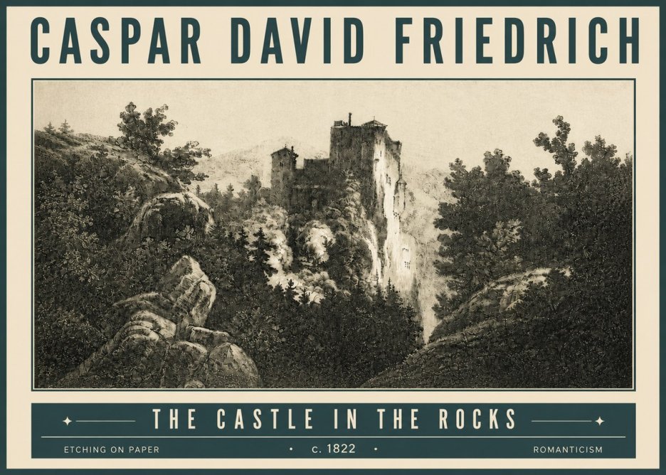 Caspar David Friedrich The Castle in the Rocks No4 - Plakát