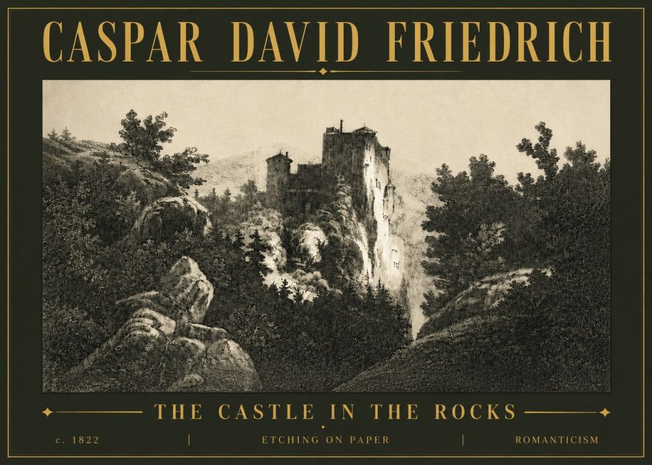 Caspar David Friedrich The Castle in the Rocks No5 - Plakát