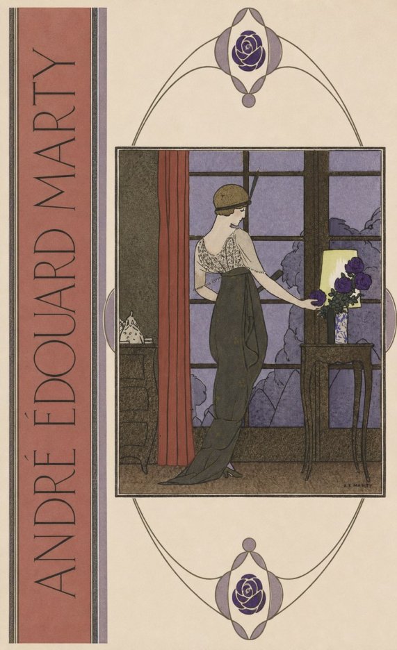 André Édouard Marty Lady at the Window with Roses No2 - Plakát