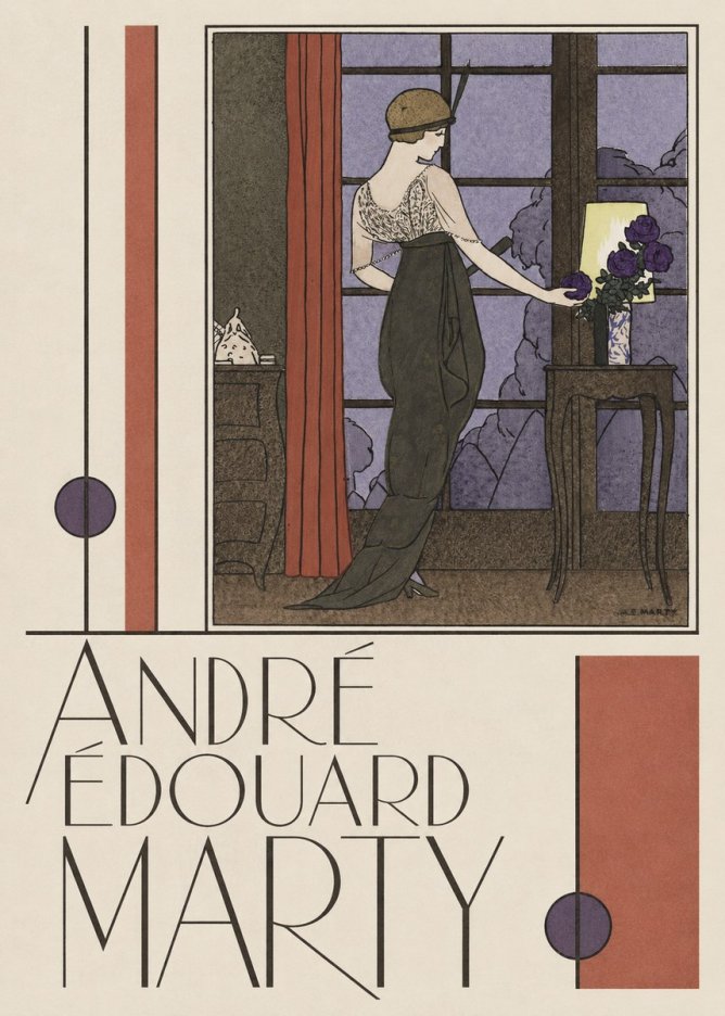 André Édouard Marty Lady at the Window with Roses No3 - Plakát