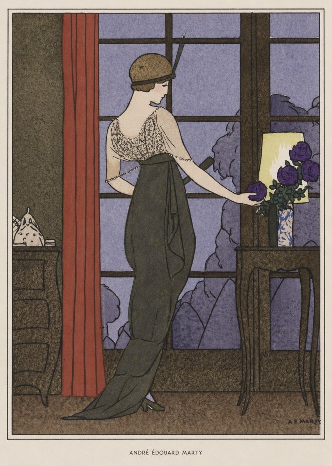 André Édouard Marty Lady at the Window with Roses No6 - Plakát