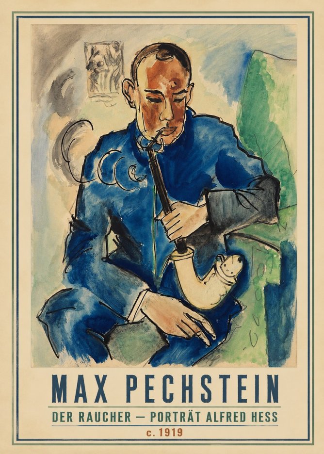 Max Pechstein Der Raucher – Porträt Alfred Hess No1 - Plakát