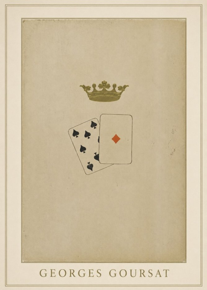 Georges Goursat Crown and Playing Cards No3 - Plakát