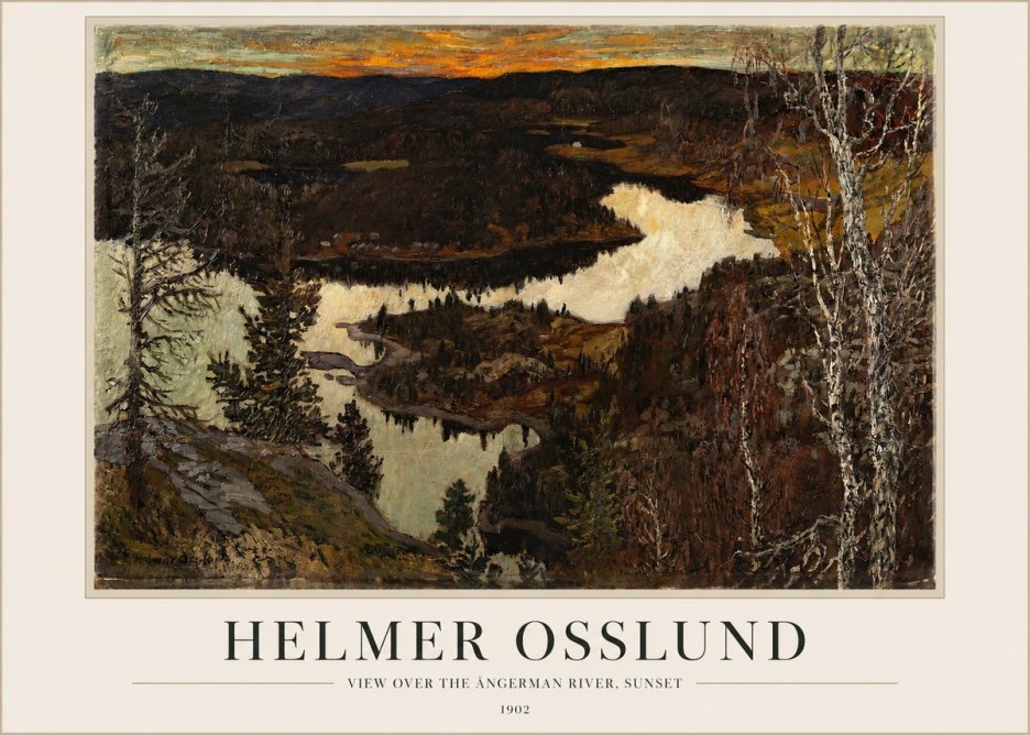 Helmer Osslund View over the Angerman River, Sunset No1 - Plakát