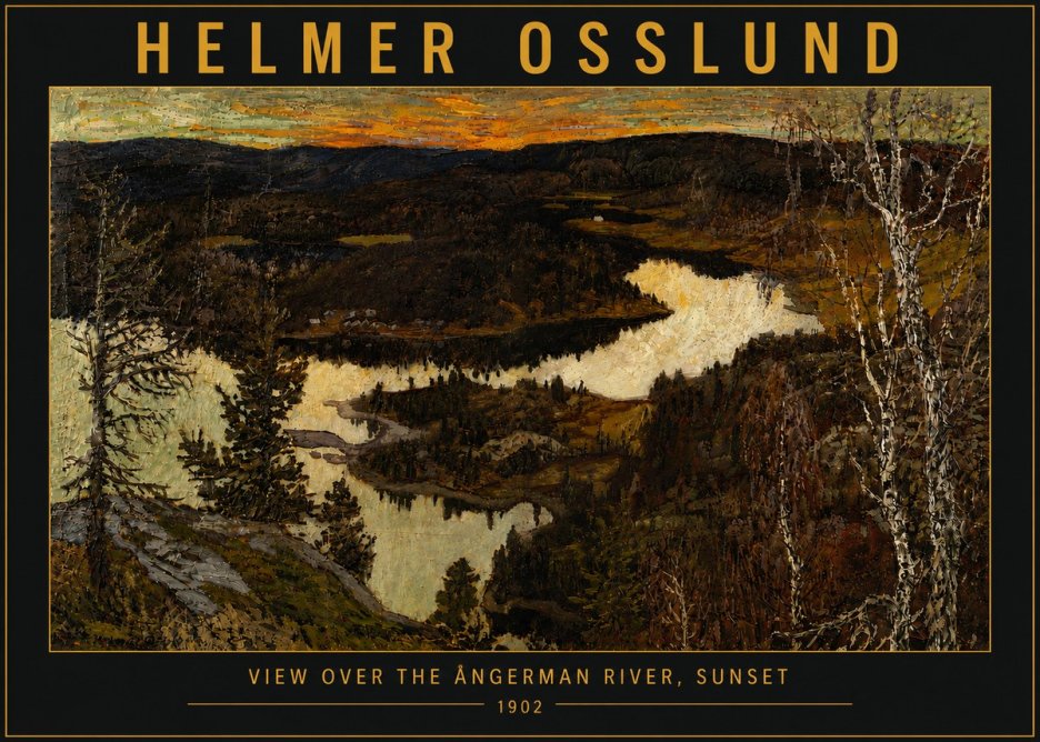 Helmer Osslund View over the Angerman River, Sunset No5 - Plakát