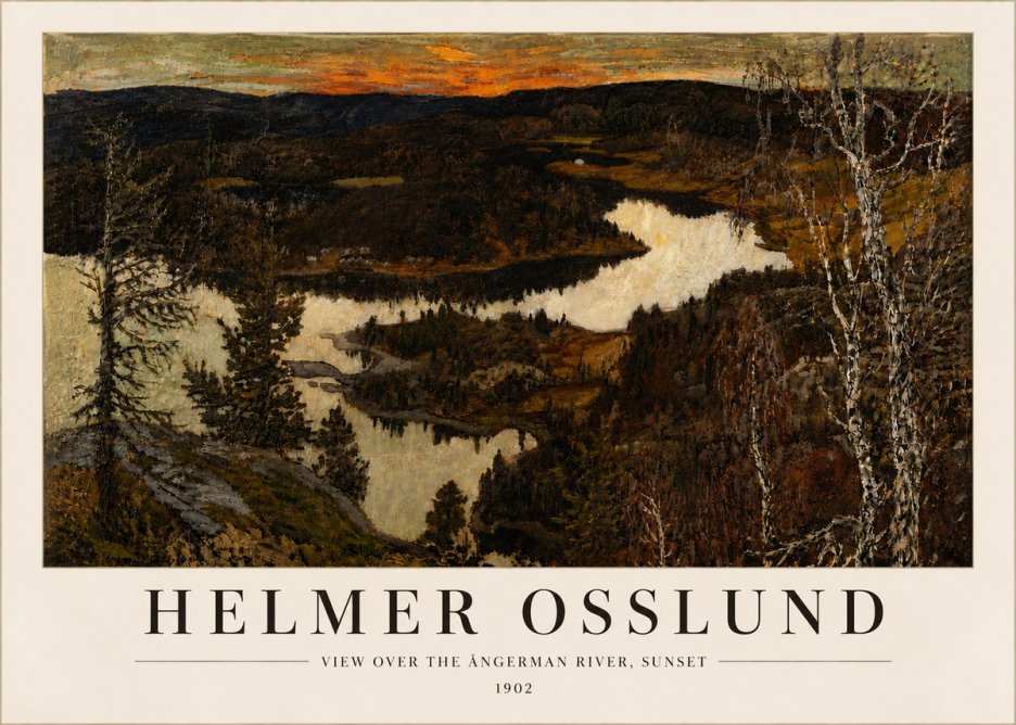 Helmer Osslund View over the Angerman River, Sunset No6 - Plakát