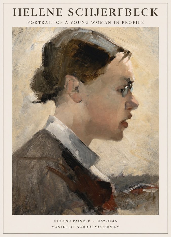Helene Schjerfbeck Portrait of a Young Woman in Profile No1 - Plakát