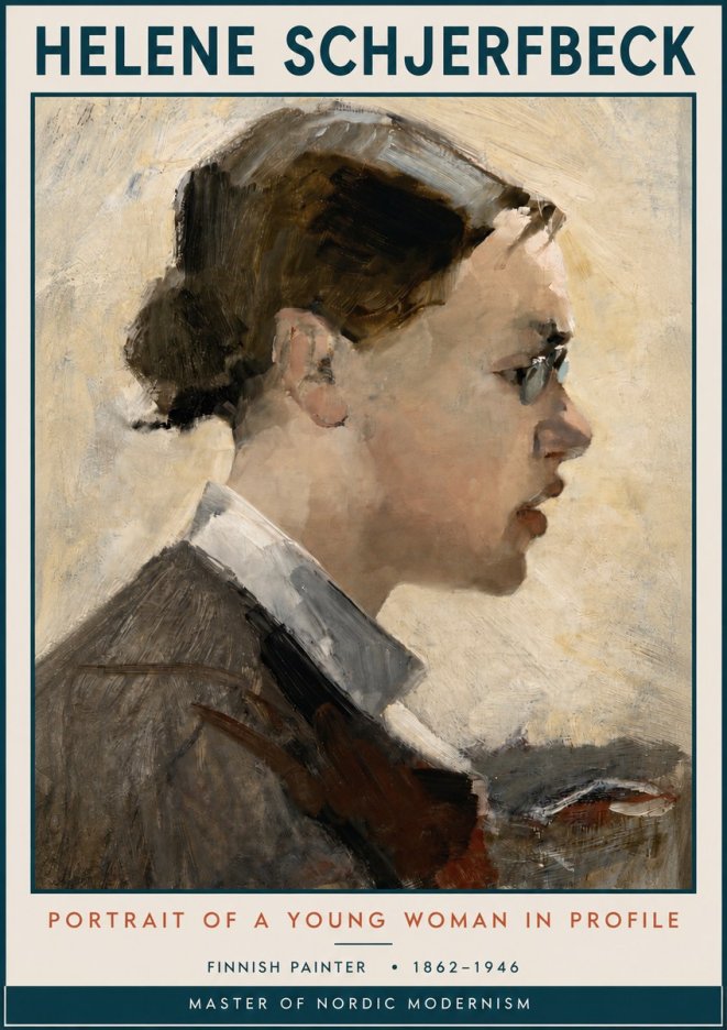 Helene Schjerfbeck Portrait of a Young Woman in Profile No3 - Plakát
