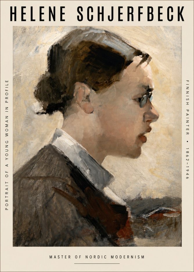 Helene Schjerfbeck Portrait of a Young Woman in Profile No4 - Plakát