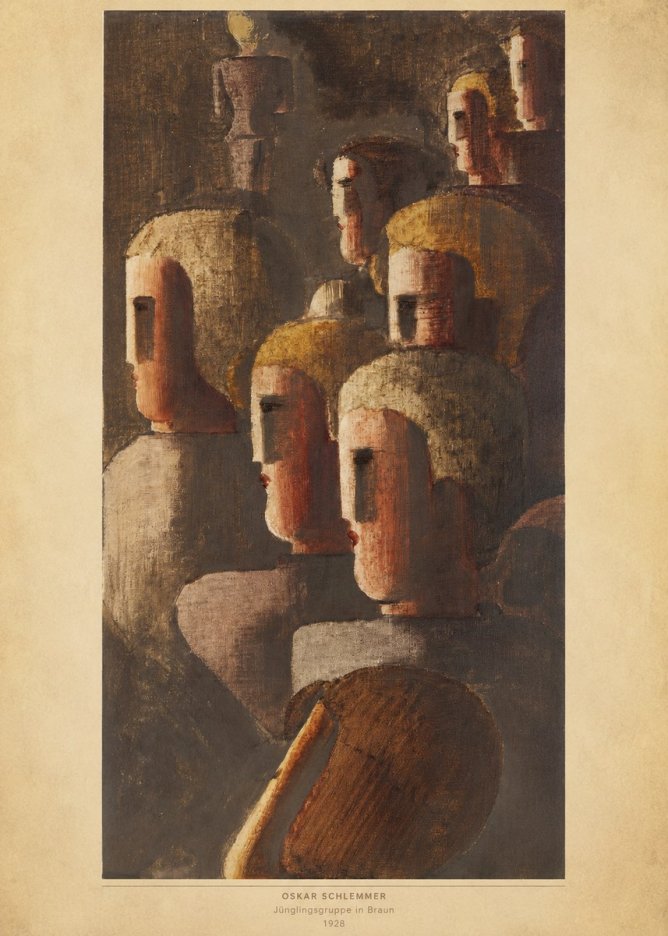 Oskar Schlemmer Jünglingsgruppe in Braun No4 - Plakát