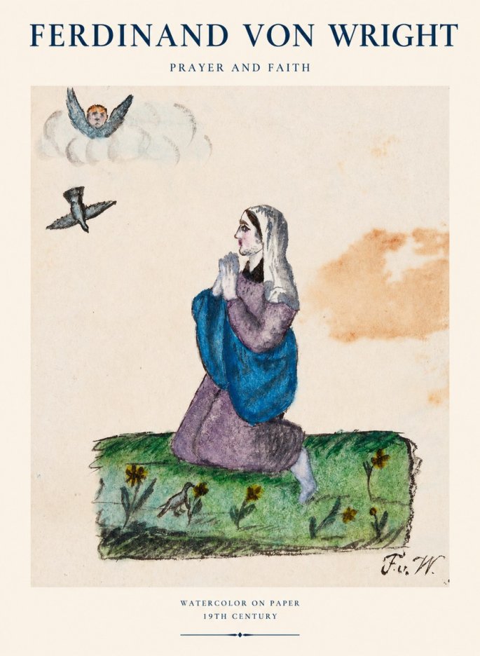 Ferdinand von Wright A Woman in Prayer No2 - Plakát