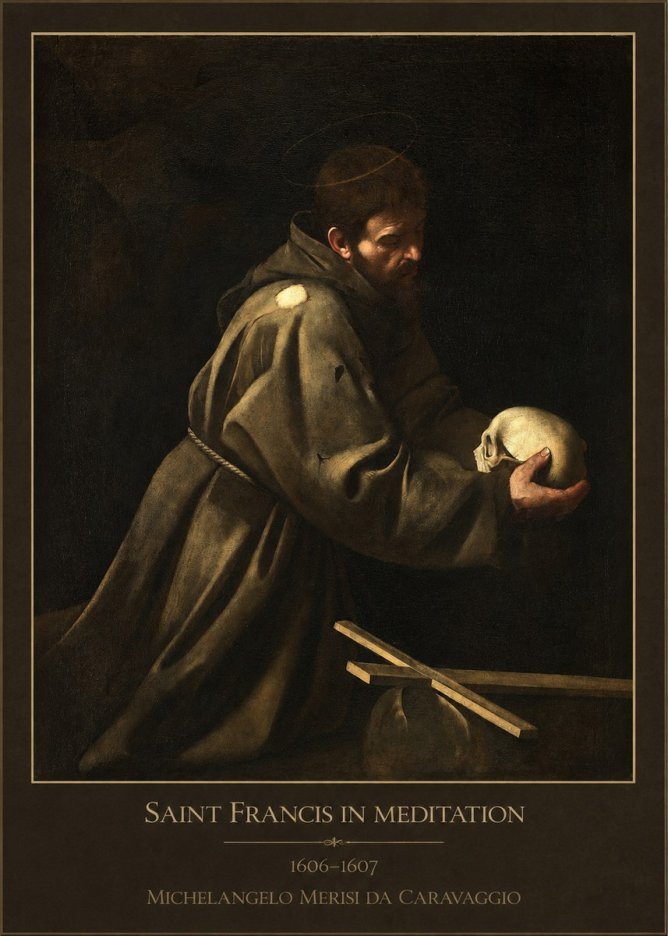 Michelangelo Merisi da Caravaggio Saint Francis in Meditation I No1 - Plakát