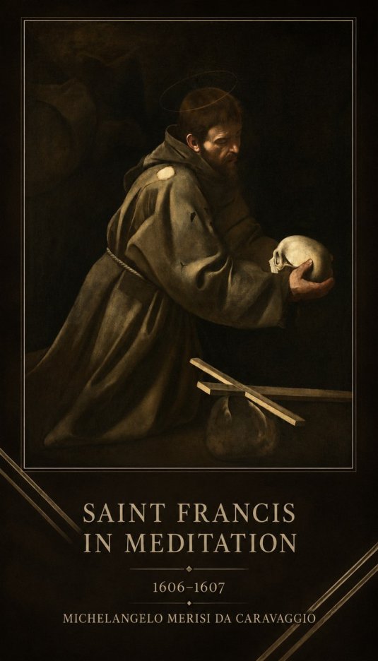 Michelangelo Merisi da Caravaggio Saint Francis in Meditation I No2 - Plakát