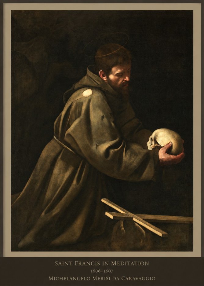Michelangelo Merisi da Caravaggio Saint Francis in Meditation I No6 - Plakát