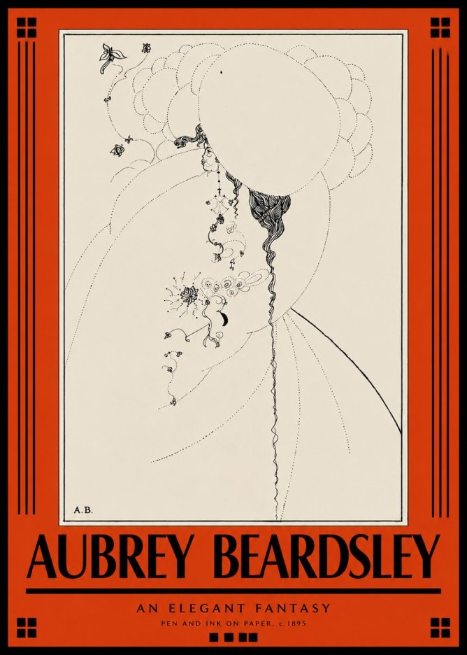 Aubrey Beardsley An Elegant Fantasy No3 - Plakát