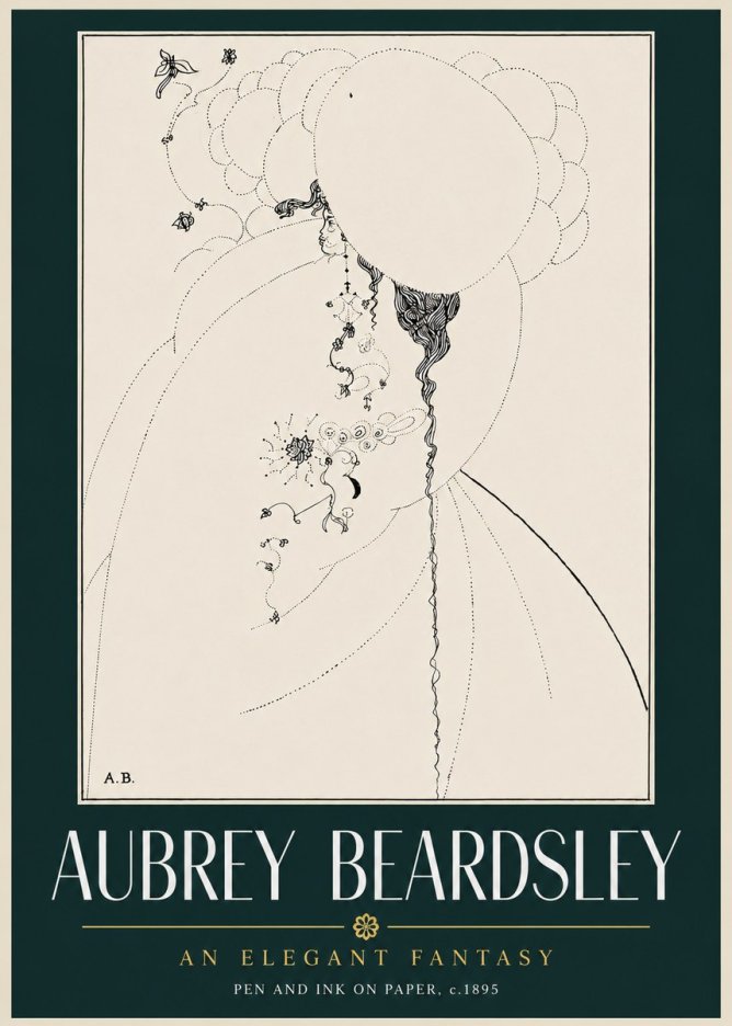 Aubrey Beardsley An Elegant Fantasy No4 - Plakát
