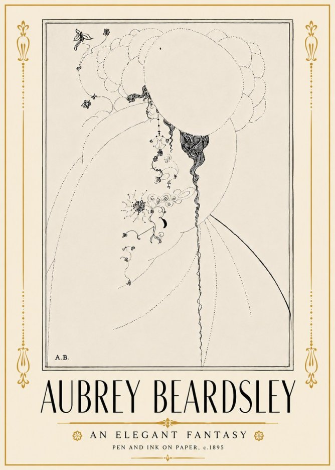 Aubrey Beardsley An Elegant Fantasy No5 - Plakát