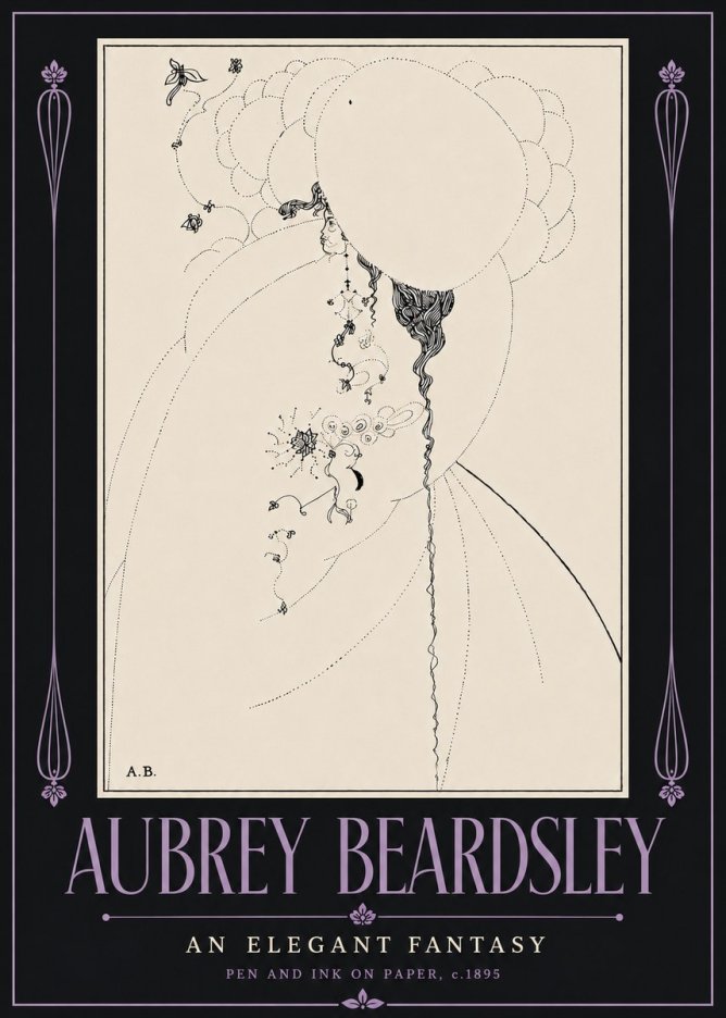 Aubrey Beardsley An Elegant Fantasy No6 - Plakát