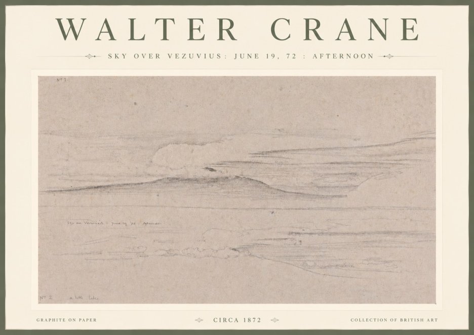 Walter Crane Sky over Vezuvius: June 19, 72 : Afternoon No4 - Plakát