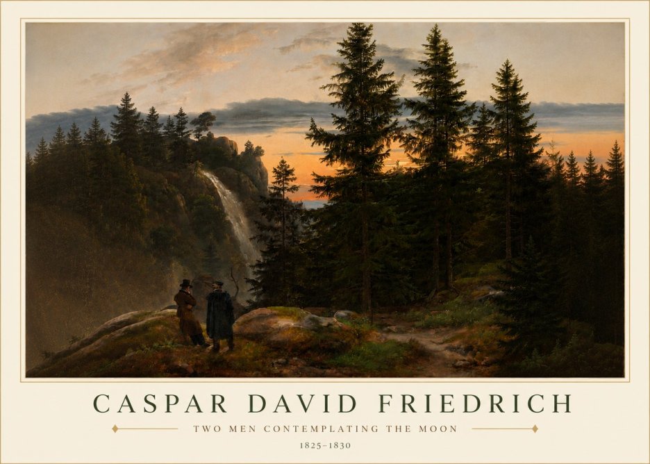 Caspar David Friedrich Two Men Contemplating the Moon I No3 - Plakát