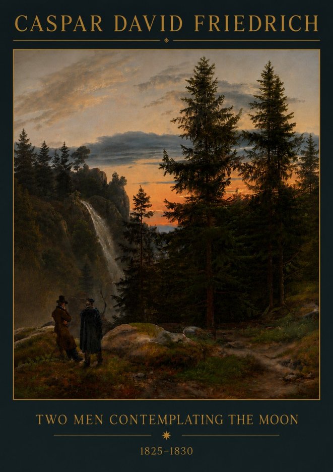 Caspar David Friedrich Two Men Contemplating the Moon I No6 - Plakát