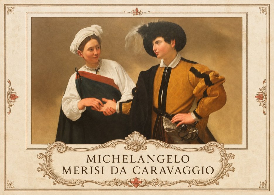 Michelangelo Merisi da Caravaggio The Cardsharps IV No5 - Plakát
