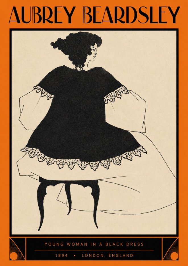 Aubrey Beardsley Woman in a Dress No3 - Plakát