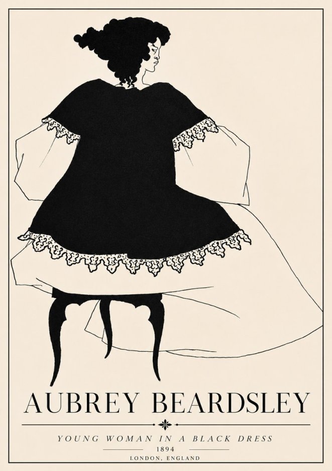 Aubrey Beardsley Woman in a Dress No6 - Plakát