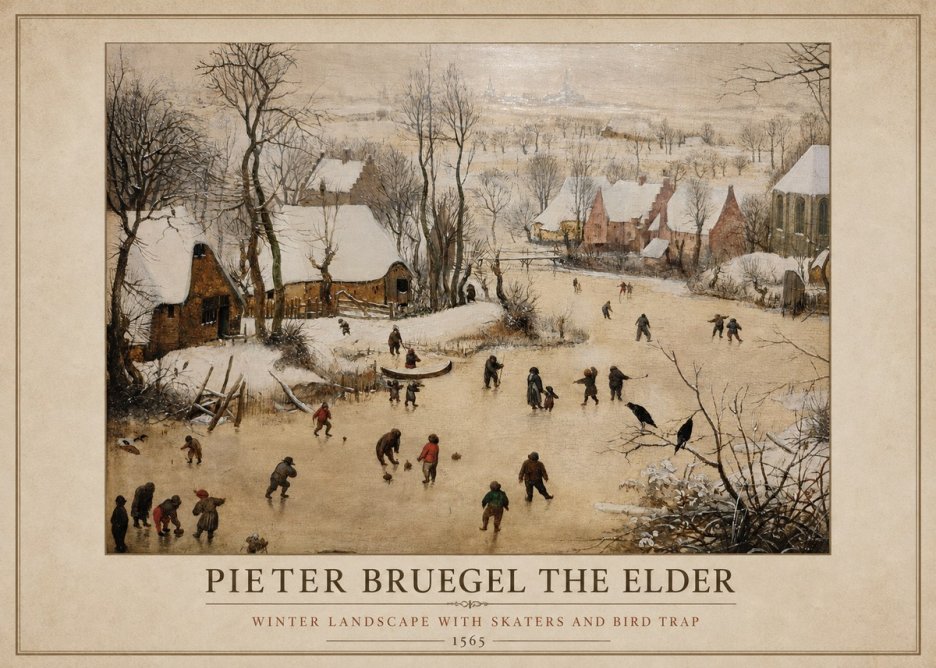 Pieter Bruegel Winter Landscape with Skaters and Bird Trap No1 - Plakát