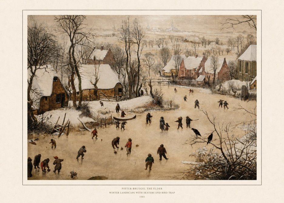 Pieter Bruegel Winter Landscape with Skaters and Bird Trap No6 - Plakát