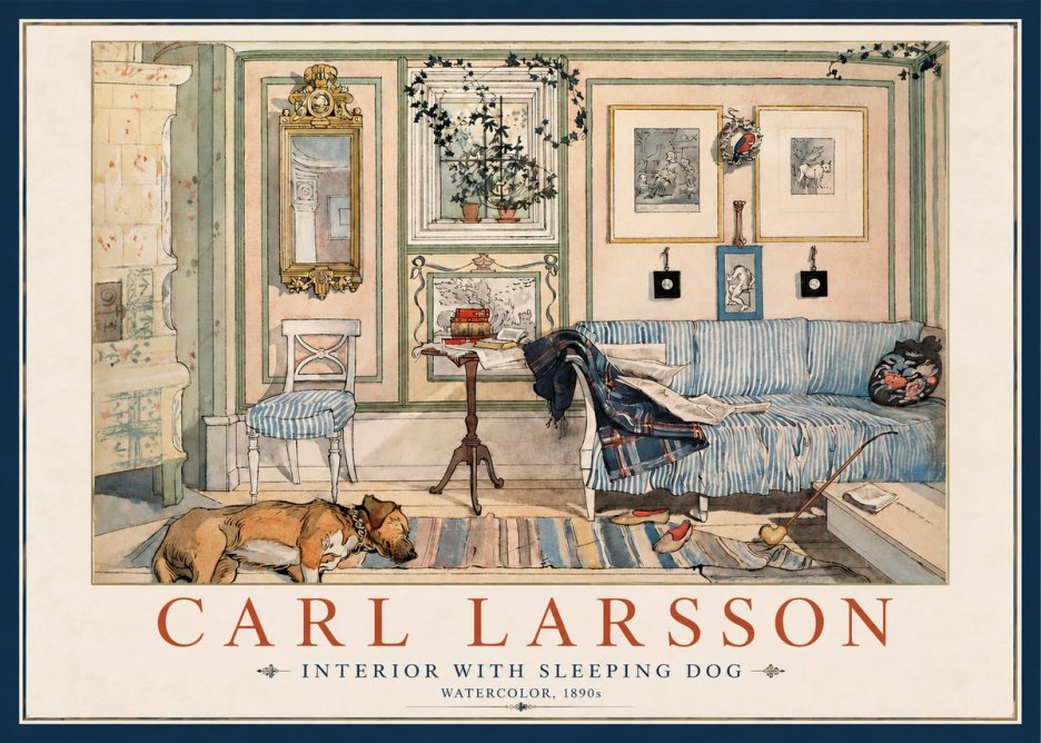 Carl Larsson Interior with Sleeping Dog No2 - Plakát