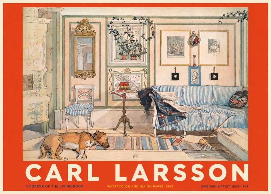 Carl Larsson Interior with Sleeping Dog No5 - Plakát