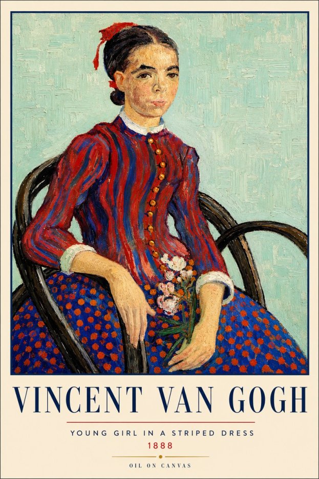 Van Gogh Young Girl in a Striped Dress, 1888 No3 - Plakát