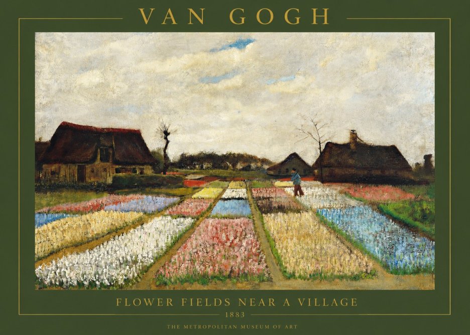 Van Gogh Flower Fields Near a Village No2 - Plakát
