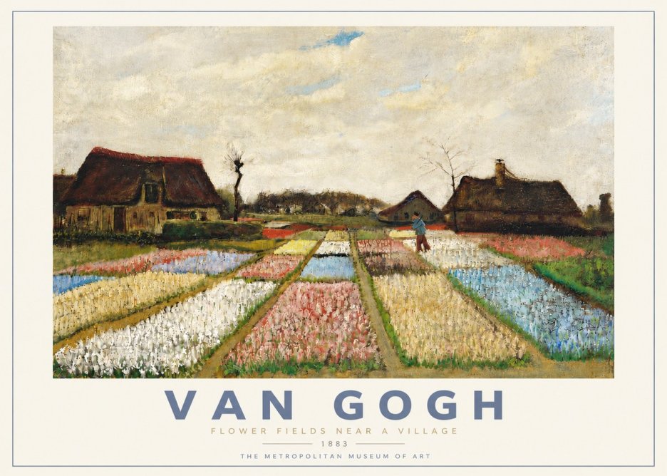 Van Gogh Flower Fields Near a Village No4 - Plakát