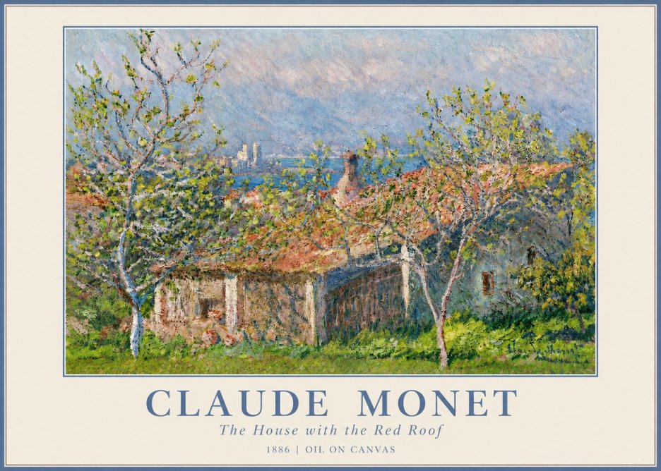 Monet The House with the Red Roof No3 - Plakát