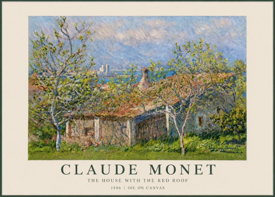 Monet The House with the Red Roof No6 - Plakát